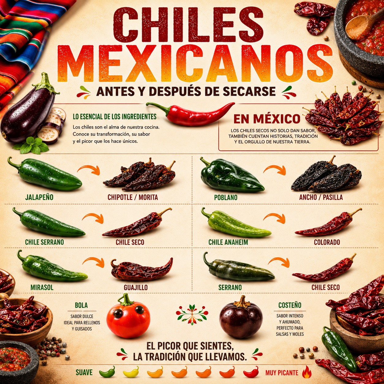 Chiles secos Mexicanos en Colombia