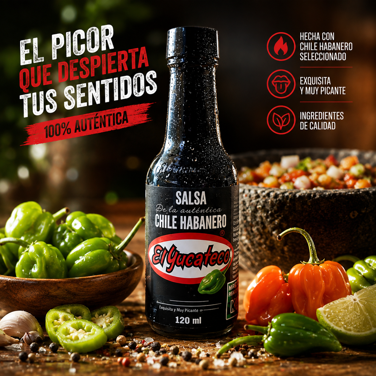 Salsa de Chile Habanero El Yucateco 120ml