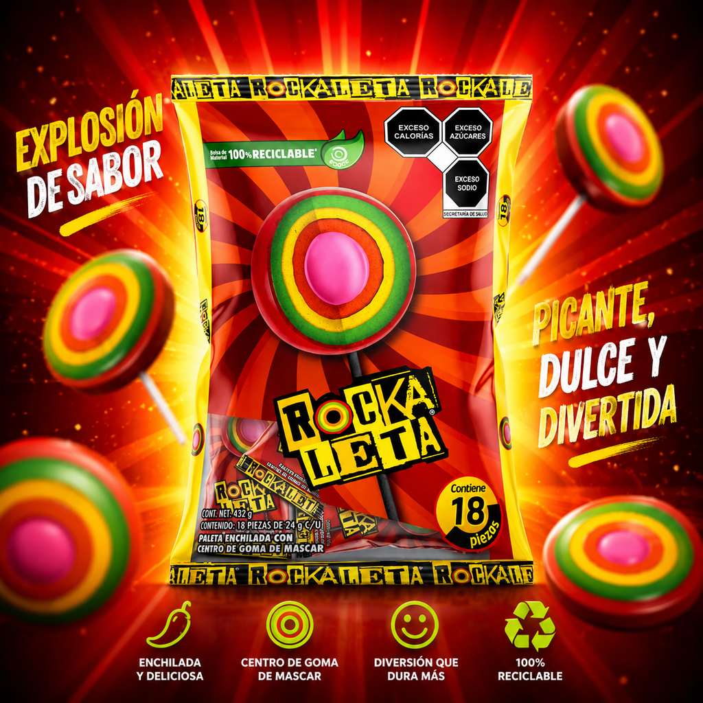 Rockaleta Paletas Enchiladas con Chicle Sonric´s en Colombia