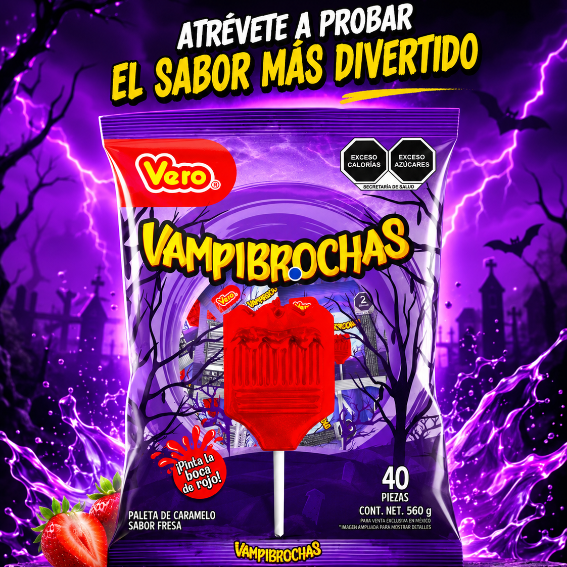 Vampibrochas Paletas Caramelo Fresa Vero en Colombia