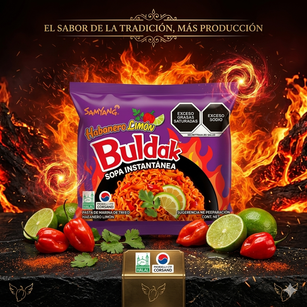 Buldak Sopa Instantánea Habanero Limón Bolsa (Morada) Colombia