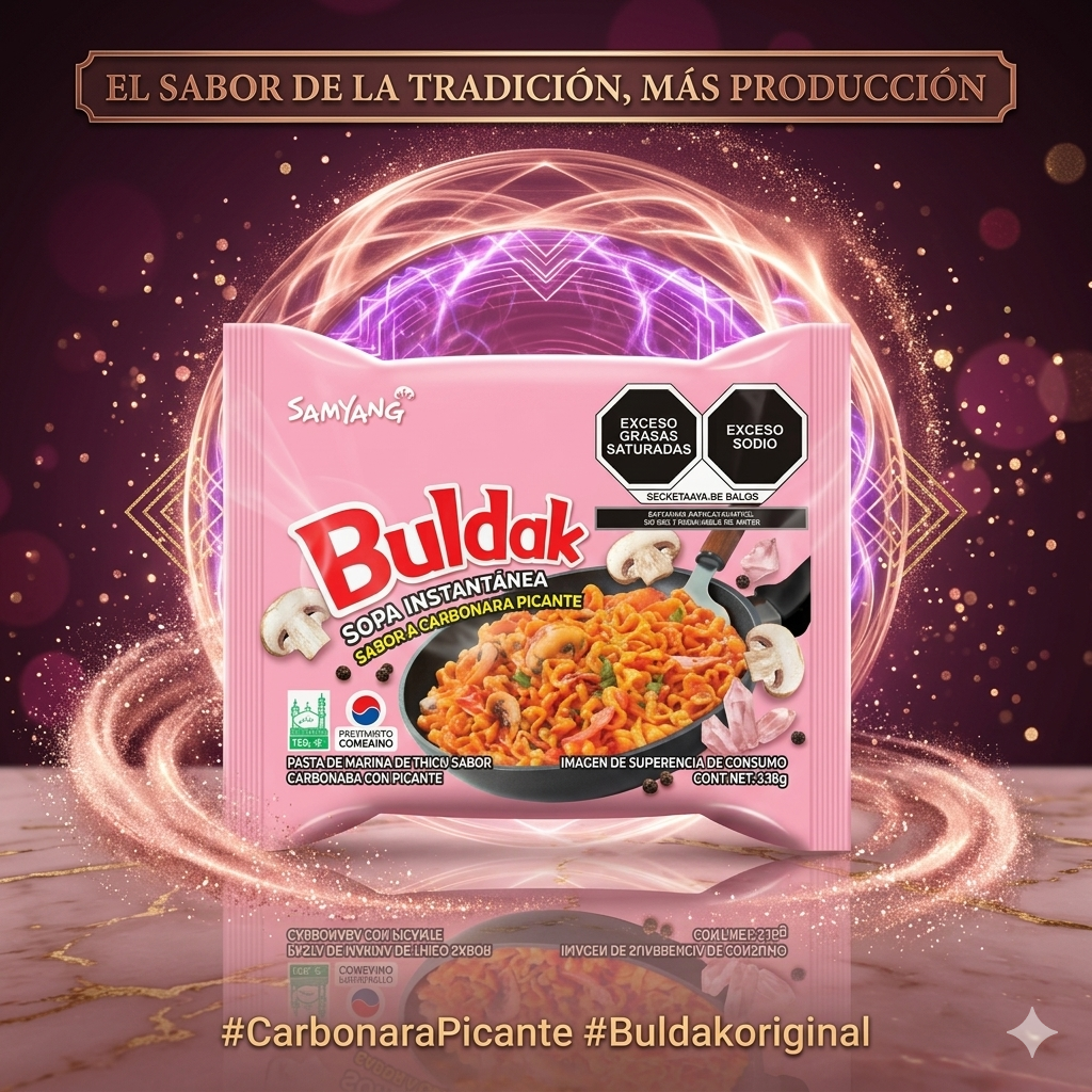 Buldak Sopa Instantánea Carbonara Picante Bolsa (Rosada) Colombia
