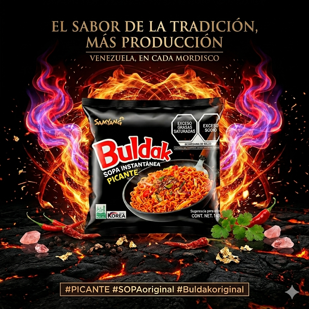 Buldak Sopa Instantánea Pollo Picante Bolsa (Negra) Colombia