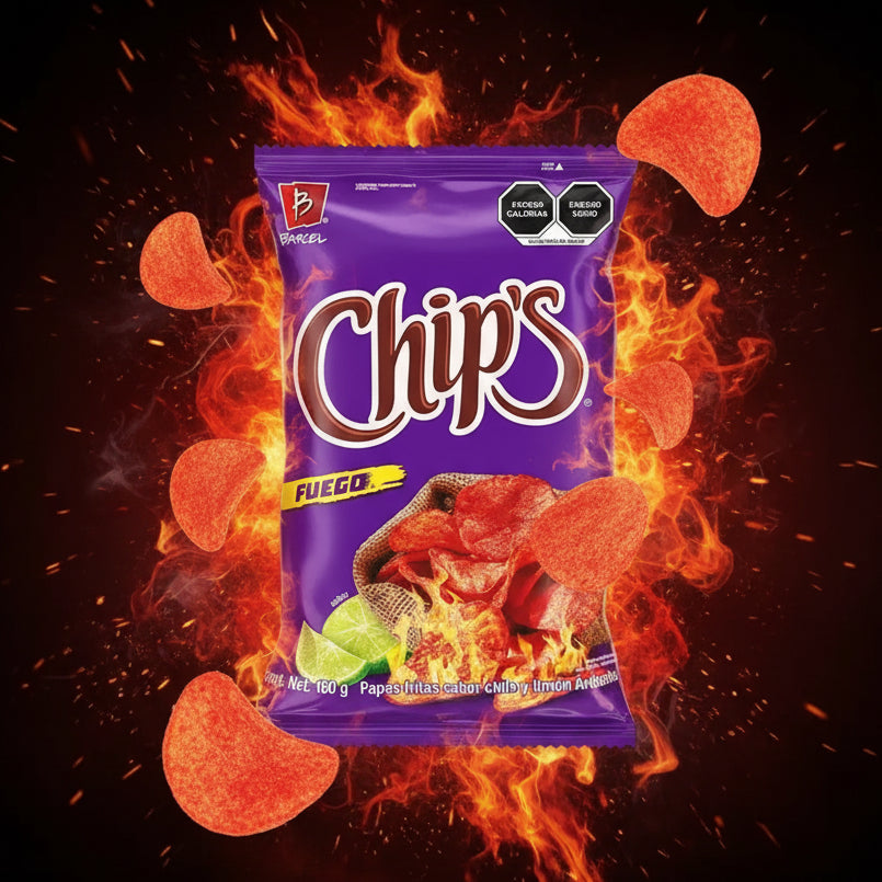 Barcel Chips Fuego Papas Fritas Chile Limón Bolsa 160gr Colombia