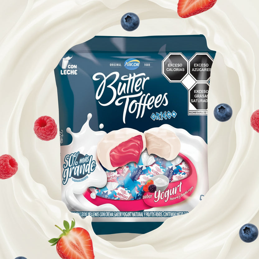 Butter Toffes Caramelos (Yogourt Frutos Rojos) Colombia