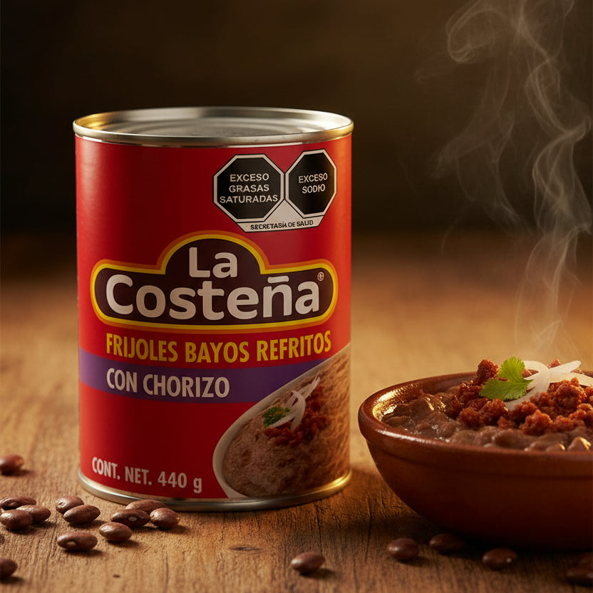 Frijoles Bayos Refritos con Chorizo Lata Colombia