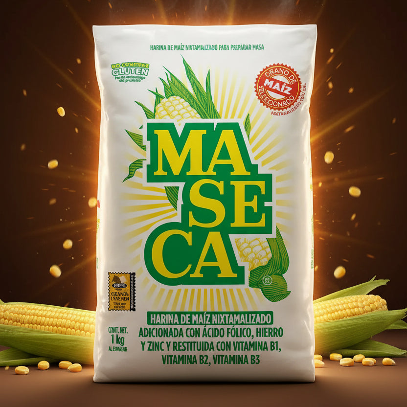 Maseca Harina de Maíz Nixtamalizado para Tortillas Sin Gluten 1kg Colombia