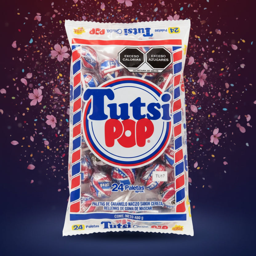 Tutsi Pop Paleta Cereza con Goma de Mascar Colombia