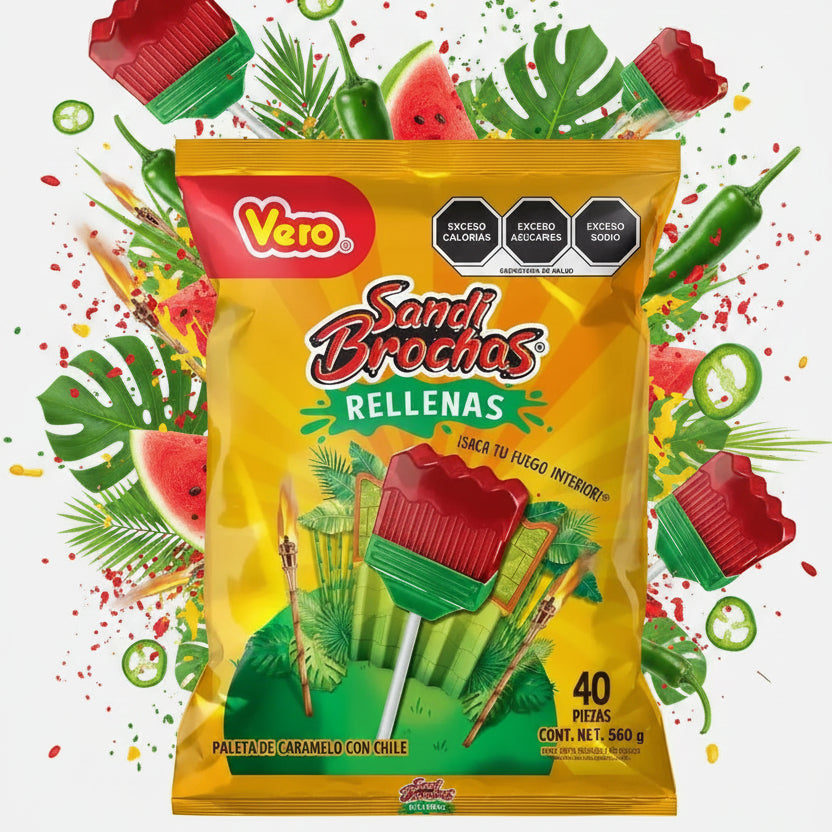 Sandi brochas Paletas Rellenas Caramelo Chile Colombia