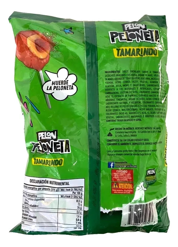 Hershey Pelón Peloneta Paleta Tamarindo Bolsa 18pzs 378gr Colombia