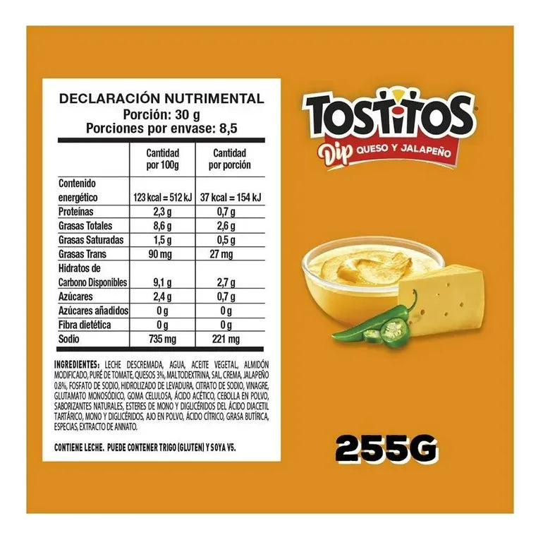 Dip Queso Jalapeño Tostitos Tarro Pet 255gr En Colombia