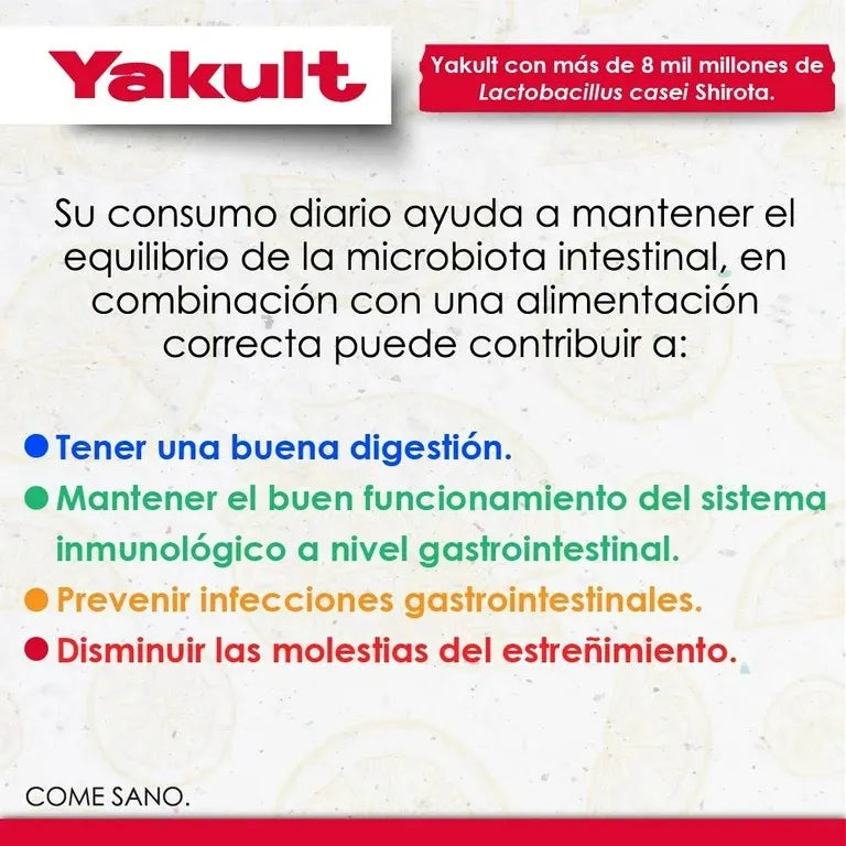 Yakult Roja Producto a Base de Leche Fermentada 5pzs En Colombia